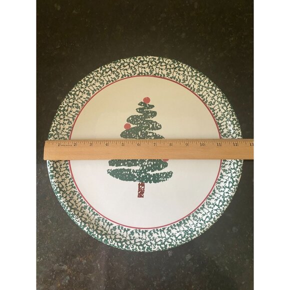 Furio 13" Sponge Print Christmas Tree Platter, Made in Italy - Picture 4 of 6